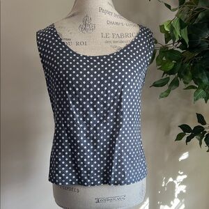 Polka Dot Sleeveless Top - Gray and White